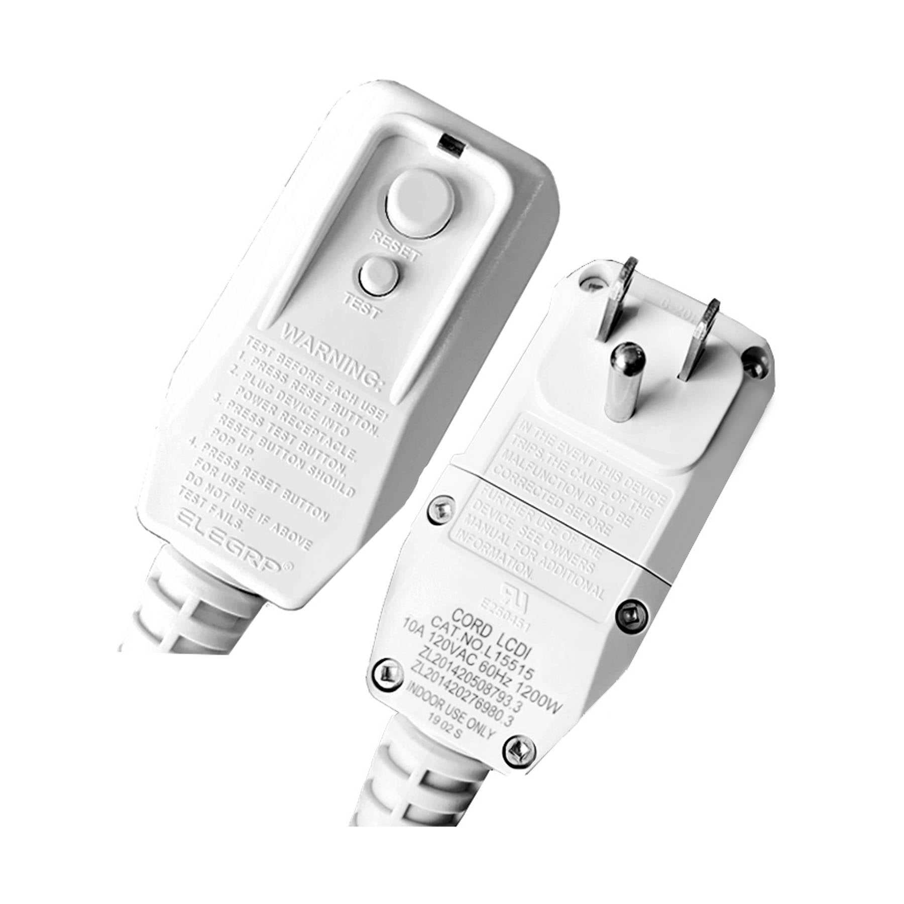 Penguin Chillers 1/2 HP water chiller power plug and reset test switch close-up