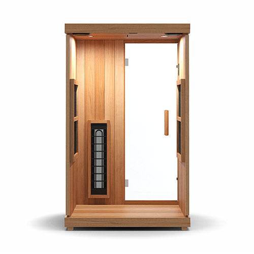 Finnmark FD-2 full-spectrum infrared sauna for 2 persons with glass door and wooden exterior