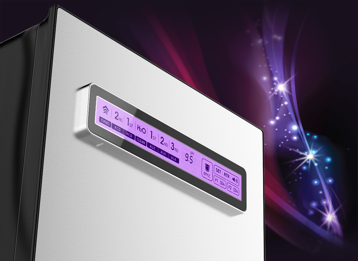 Tyent All-Edge 9 Turbo hydrogen water ionizer with touchscreen display and turbo mode above-counter