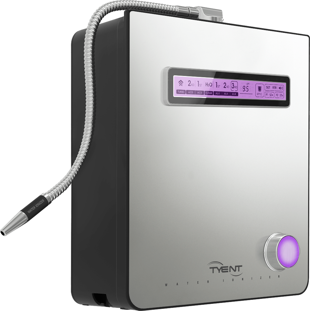 Tyent All-Edge 9 Turbo above-counter hydrogen water ionizer with touchscreen and platinum-coated plates