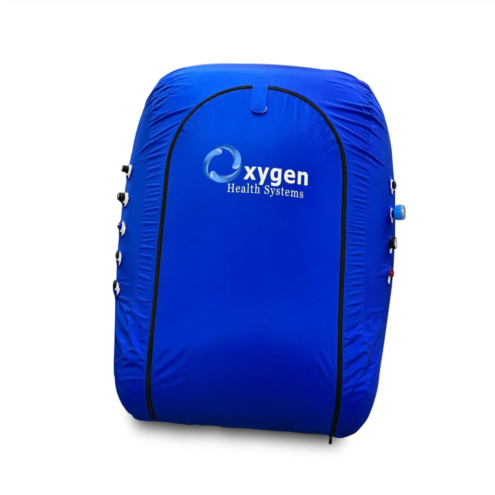 Wheelchair-accessible hyperbaric oxygen chamber entry door detail with anti-leak zipper system