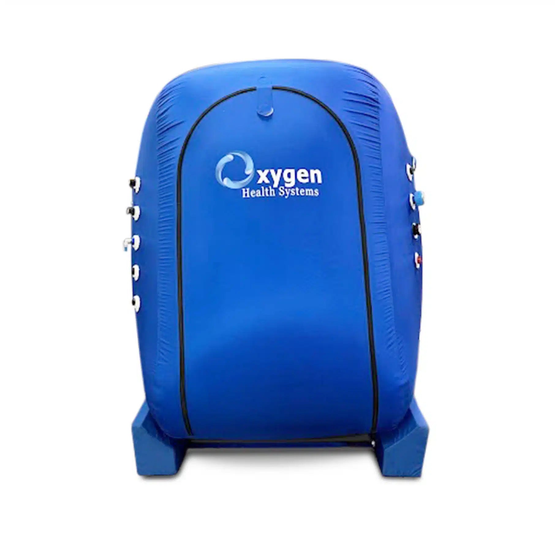 1.4 ATA vertical walk-in hyperbaric oxygen chamber, wheelchair-accessible soft-shell capsule, front view