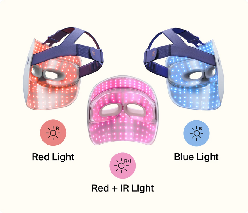 TheraFace Mask cordless LED light therapy face mask with red, blue, and red plus infrared light modes for anti-aging and skin rejuvenation