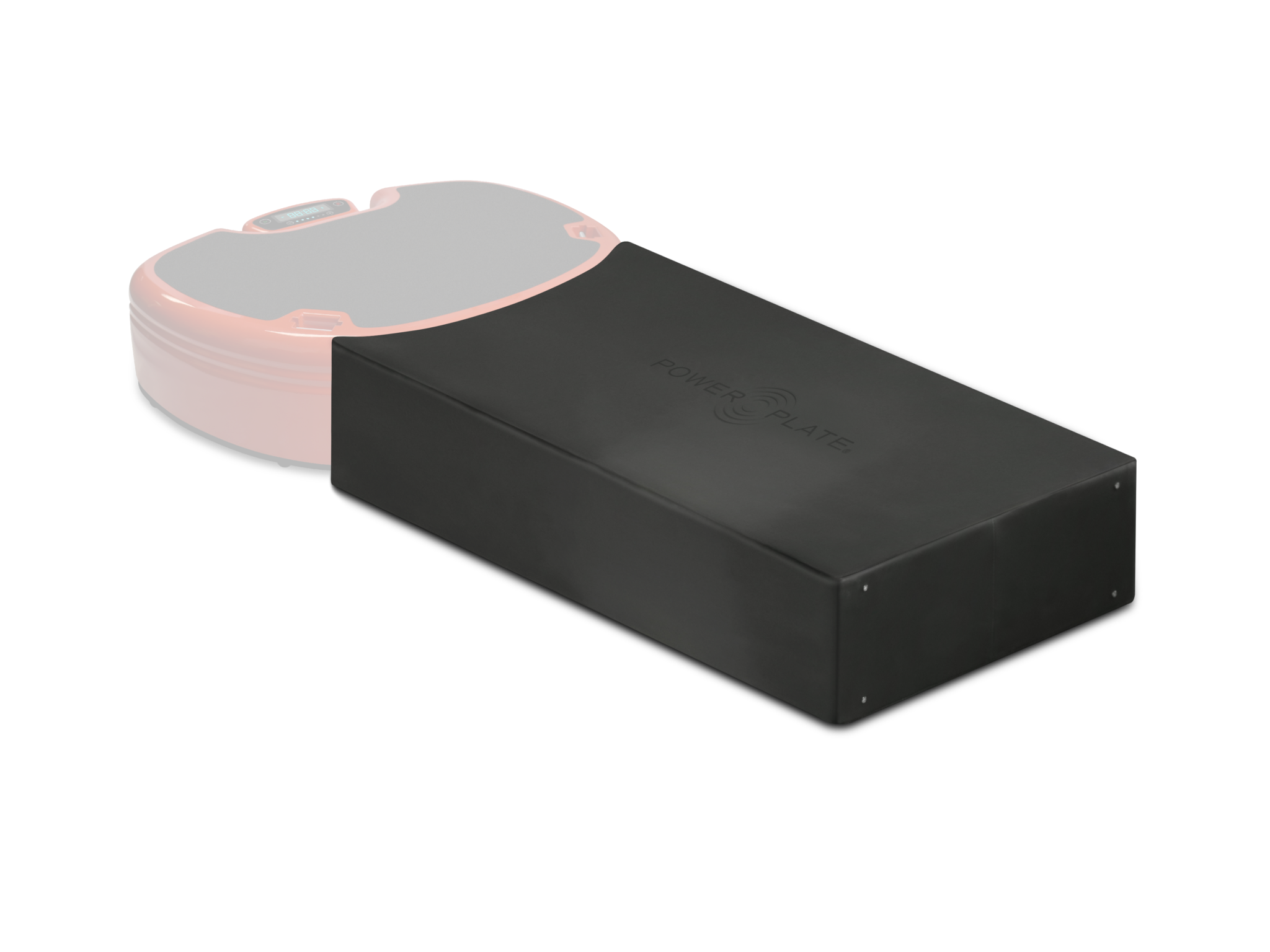 Power Plate Deluxe Support Cushion with textured black upholstery and embossed logo for massage and recovery