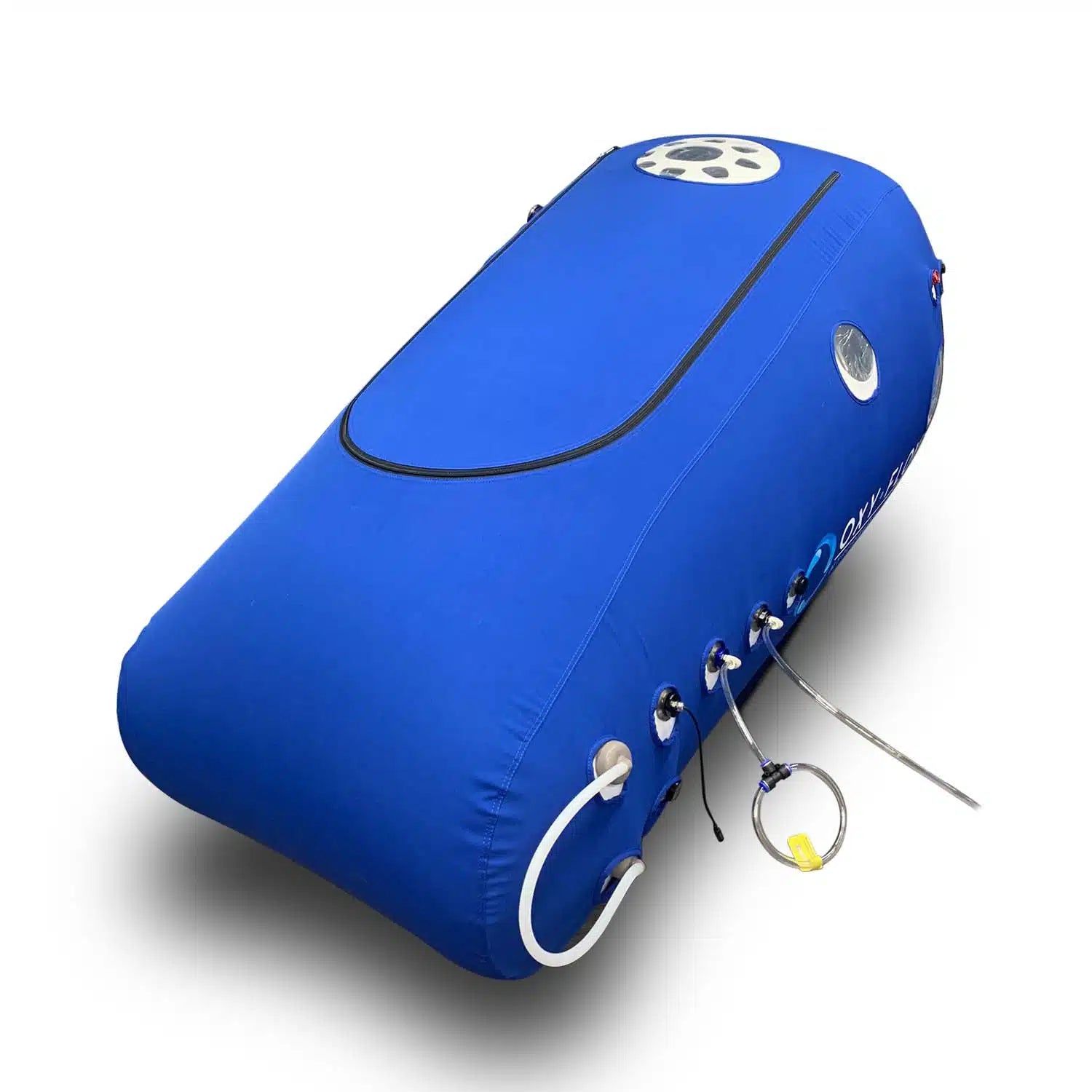 Wide-door sitting hyperbaric oxygen chamber with internal steel entry frame