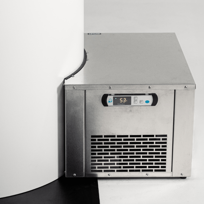 Pro Curve Chiller commercial cold plunge unit with patented curved design and digital temperature display