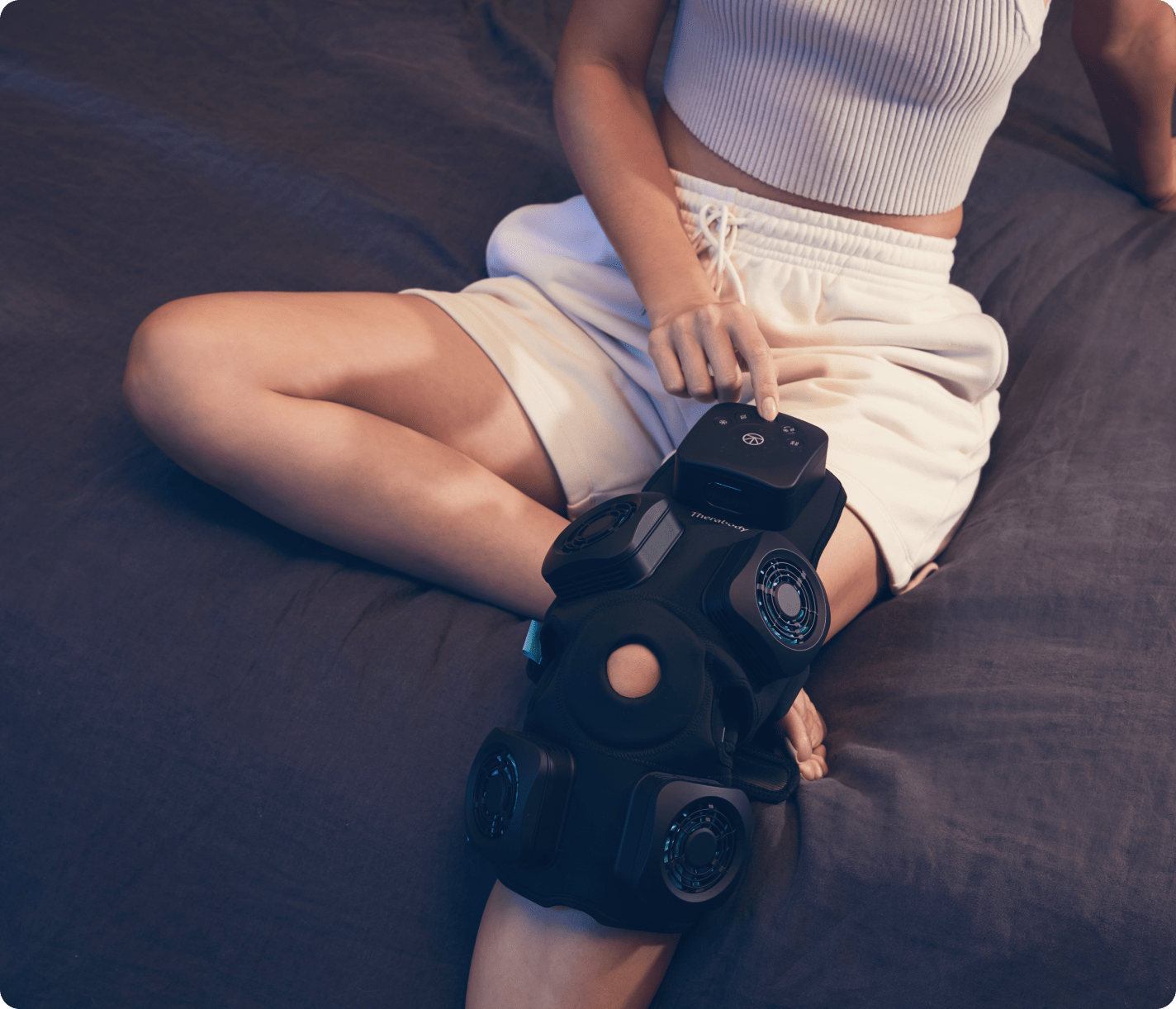 RecoveryTherm Knee wrap with heat, cold, contrast, and vibration therapy for knee pain relief and recovery