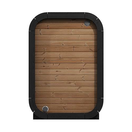 SaunaLife Model CL3G outdoor home sauna kit top view with wooden panels and black frame