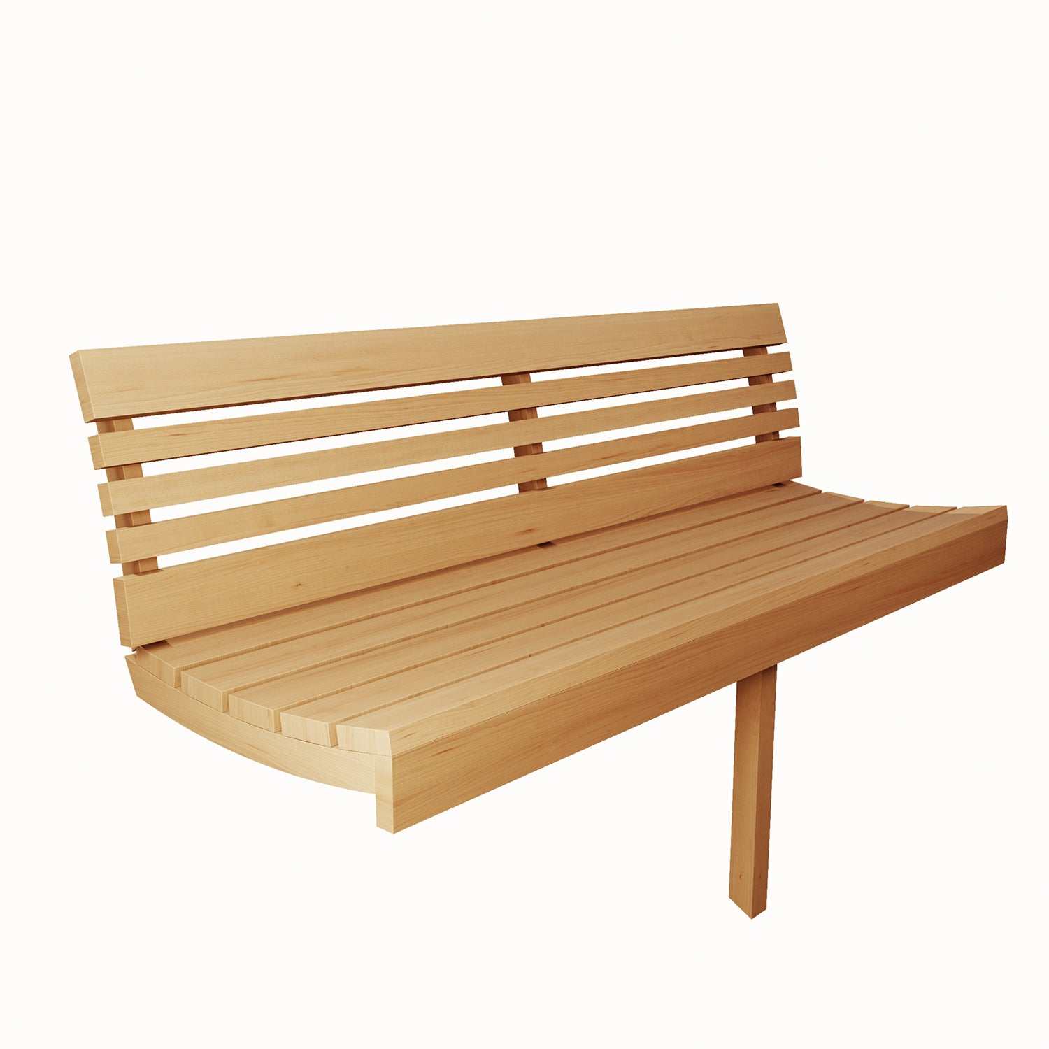 SaunaLife Model E8W wooden curved sauna bench with backrest for ergonomic comfort