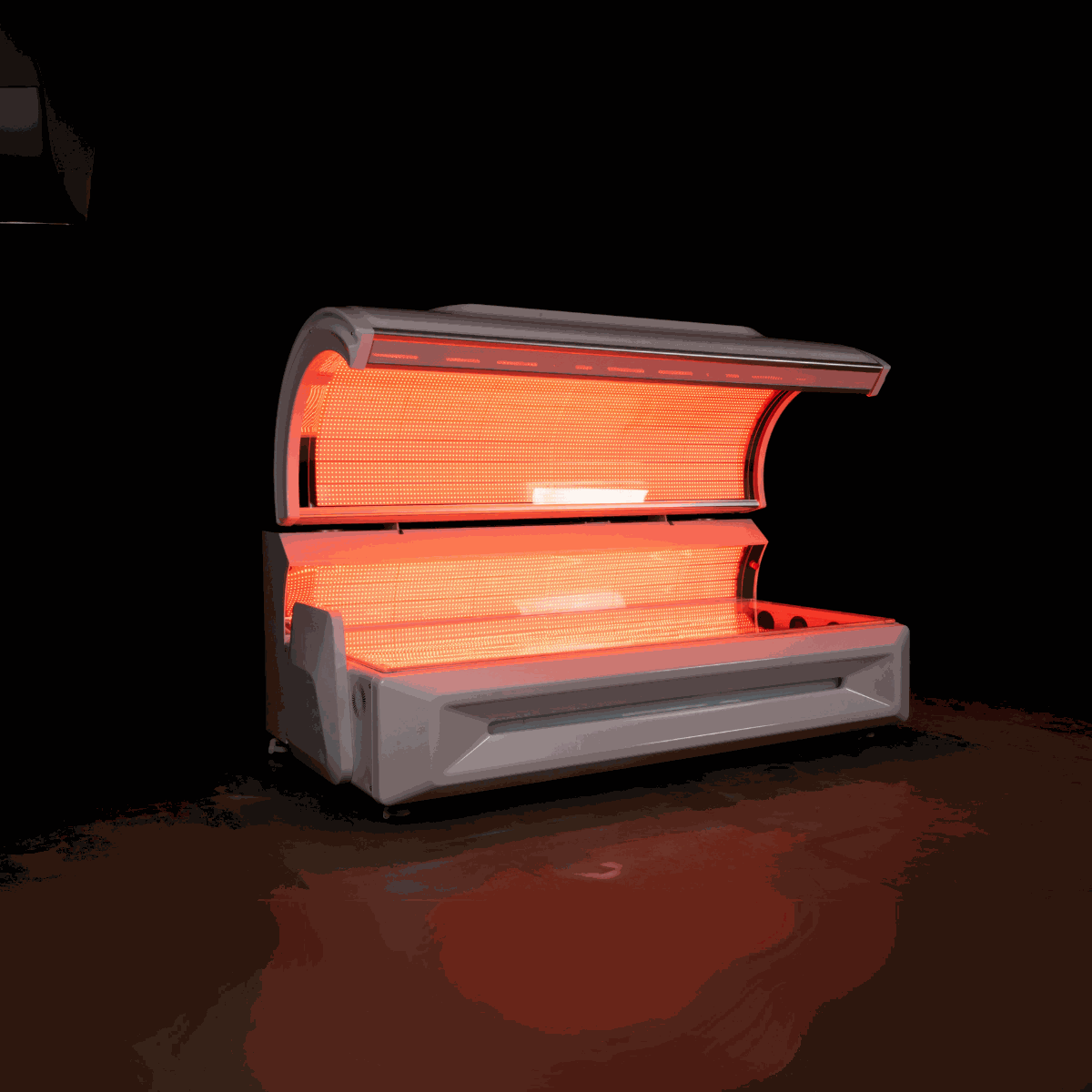 Red Light Therapy Bed with 360-degree LEDs, 7 plasma cooling fans, built-in timer, and Bluetooth music system for home and commercial use