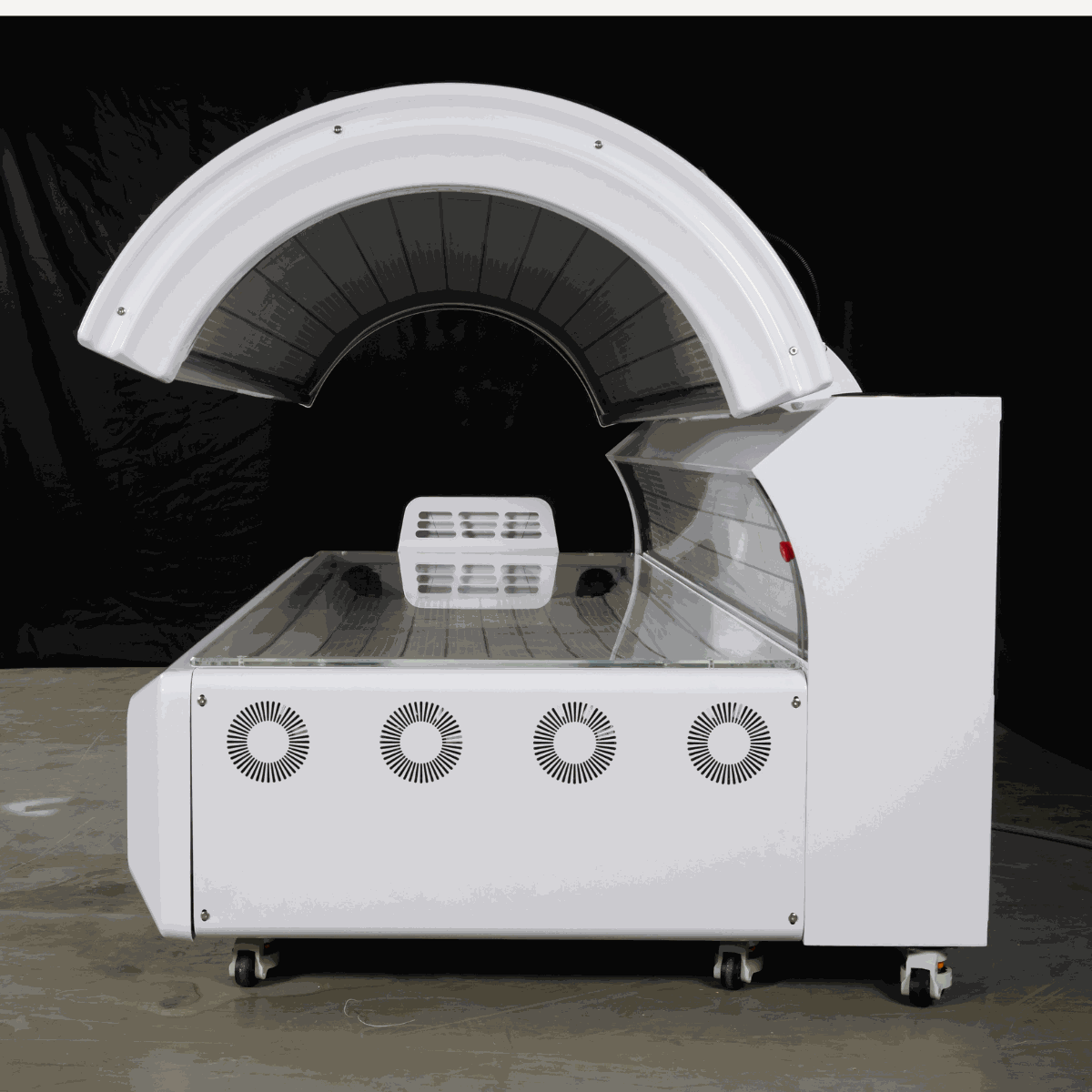 commercial red light therapy bed with 360 degree LEDs and built-in cooling fans for home and commercial use