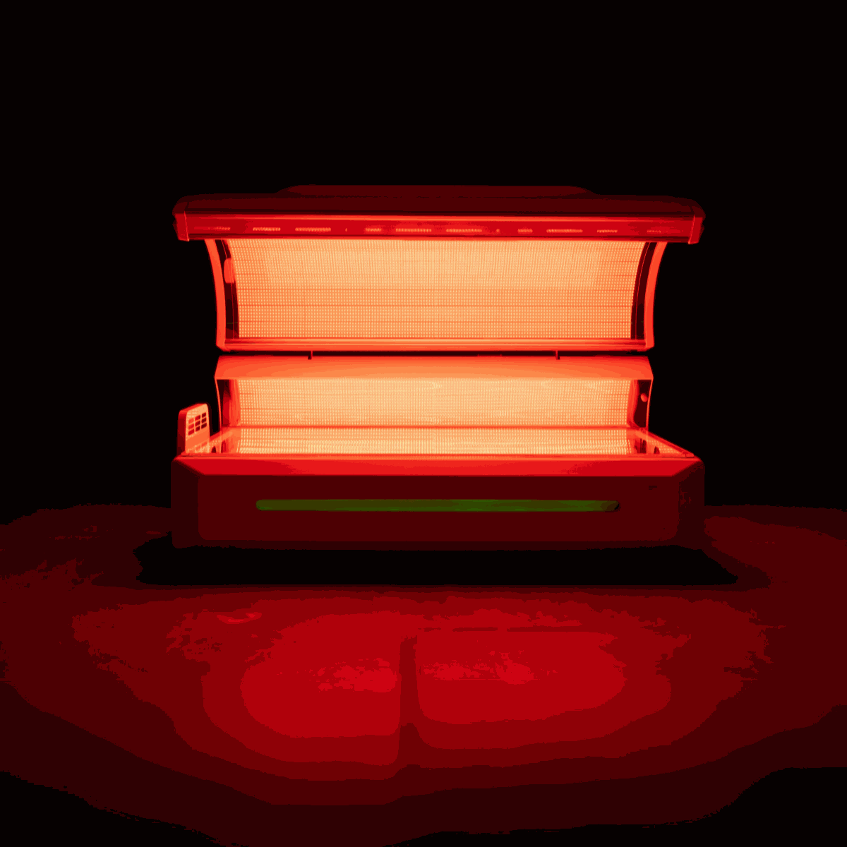 Red Light Therapy Bed with 360-degree LEDs, cooling fans, and music system for home and commercial use