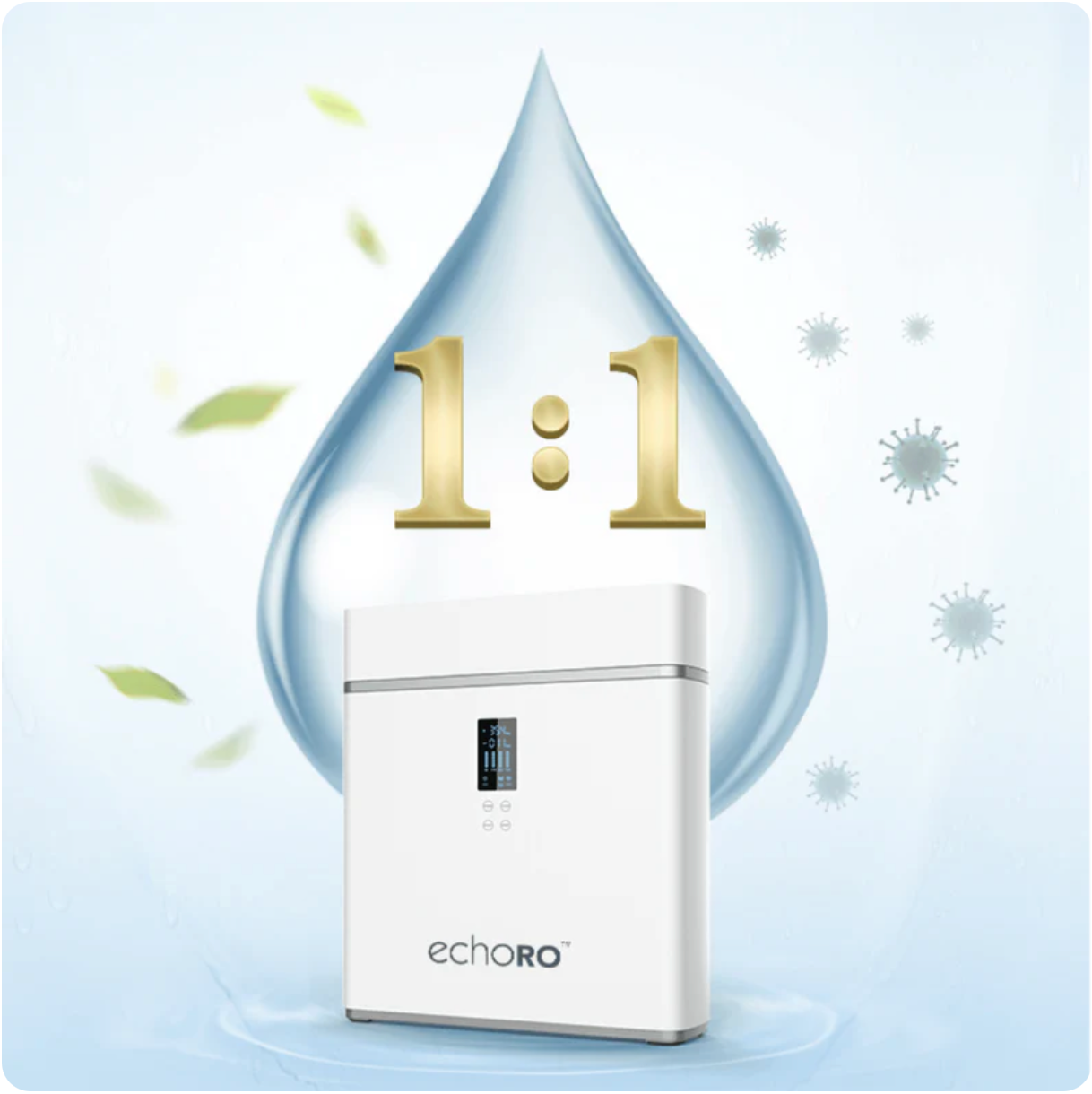 Echo RO tankless reverse osmosis water filter system with 4-stage filtration for clean, contaminant-free drinking water