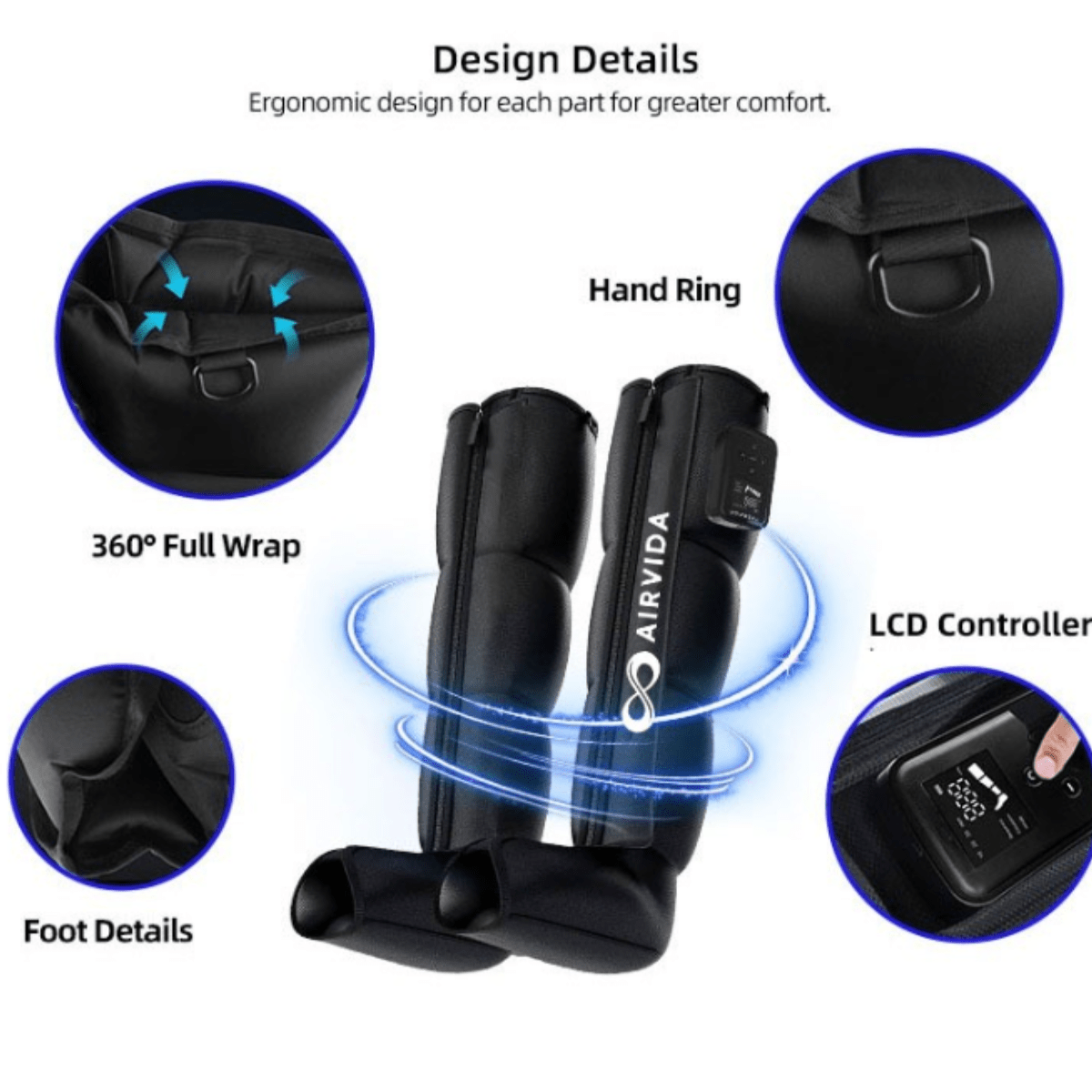 Airvida Cordless Leg Compressions With LCD Screen - The Recovery Outlet