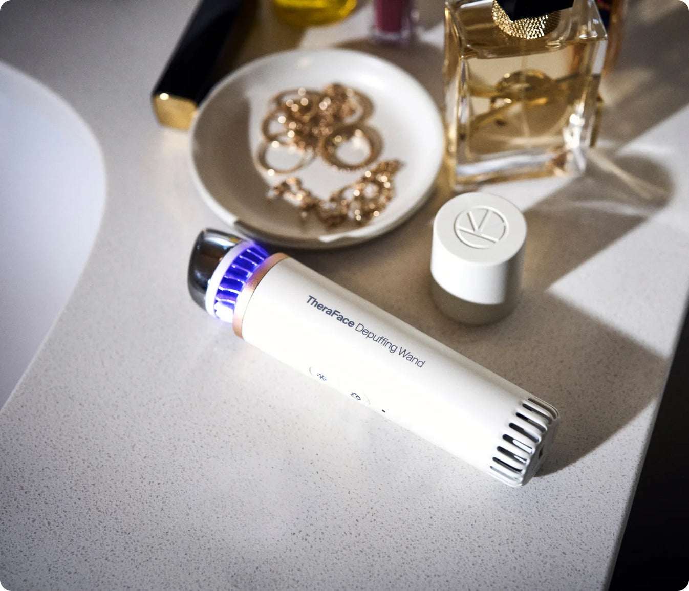 TheraFace Depuffing Wand with hot and cold treatment for under-eye puffiness and dark circles