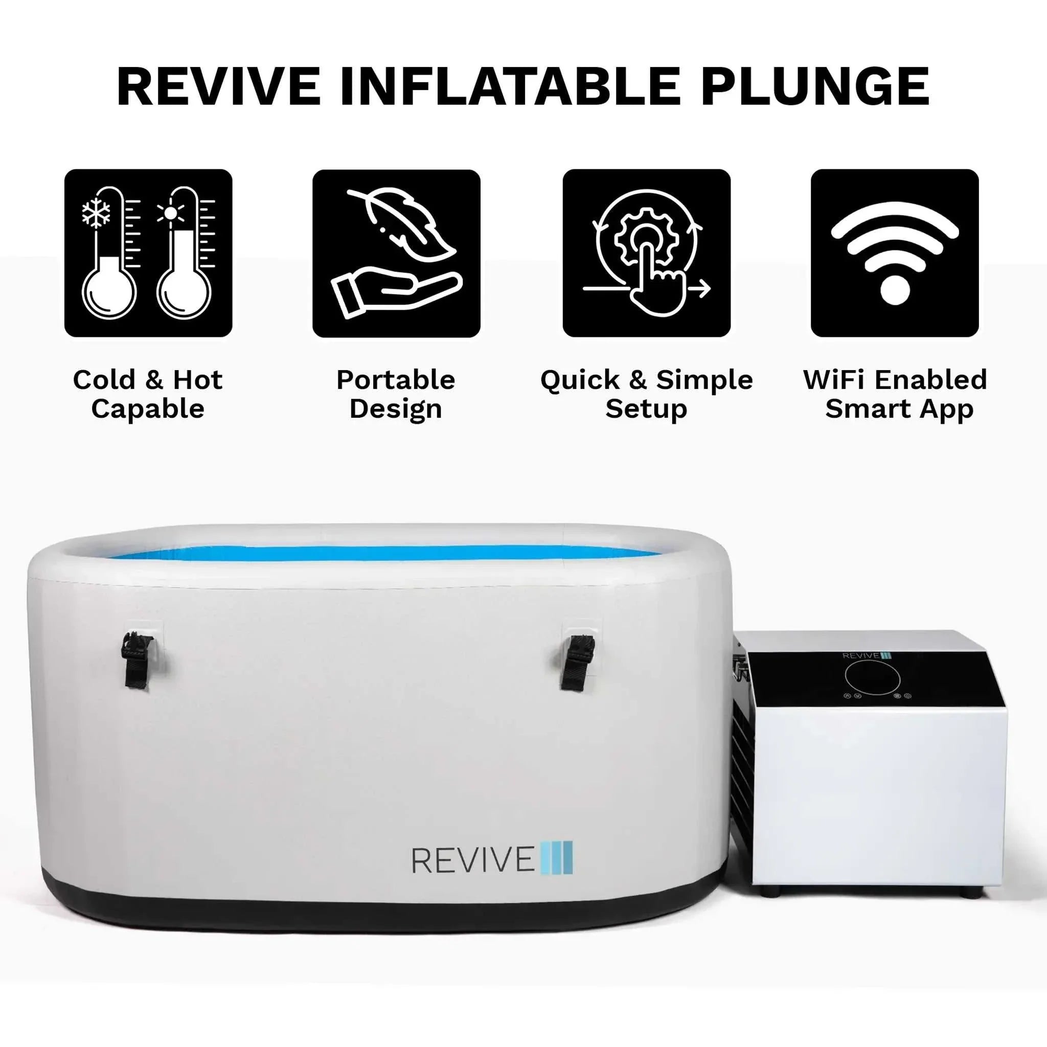 Revive Inflatable Plunge portable hot and cold therapy tub with WiFi smart app and quick setup