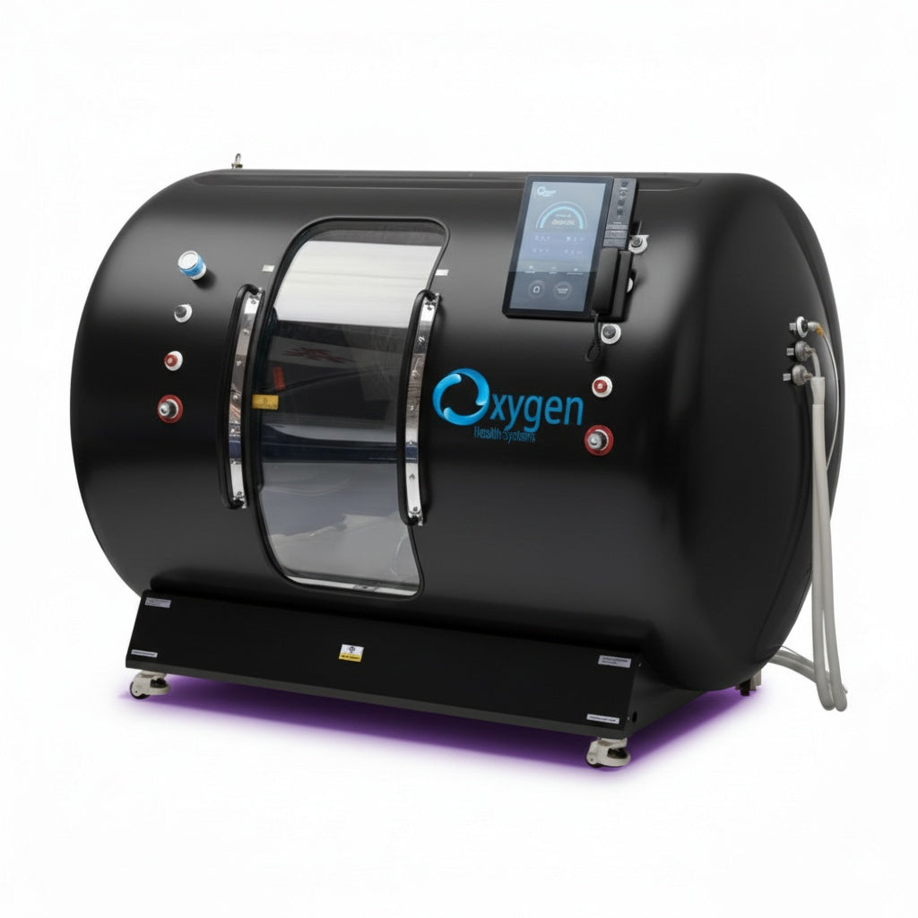 2.0 ATA multiplace walk-in hard shell hyperbaric chamber, matte black exterior