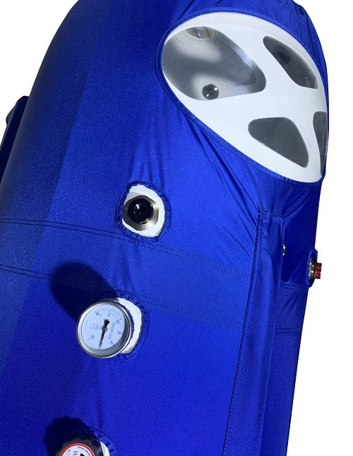 Oxyma soft shell hyperbaric chamber detail of the proprietary 3-zipper system and center flap