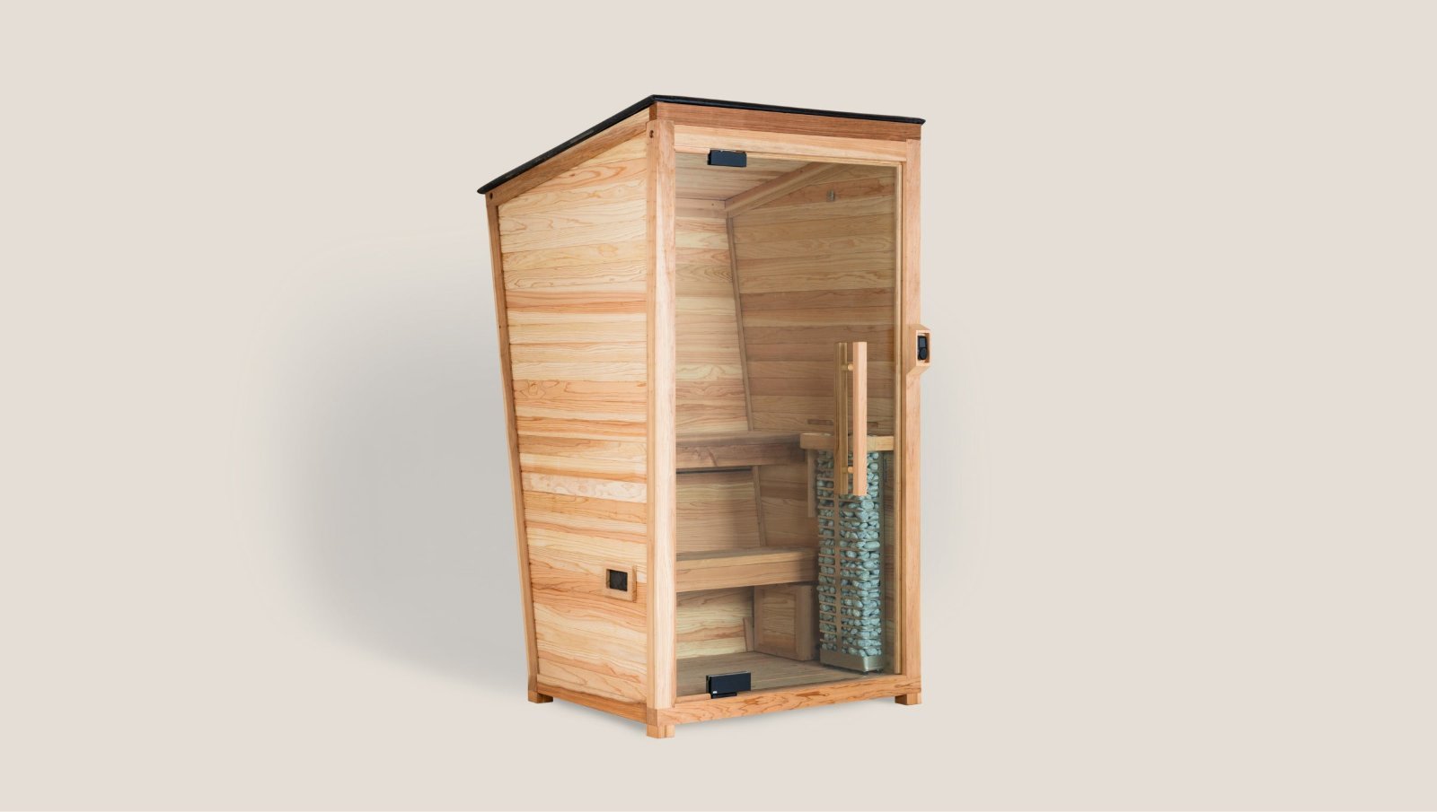 The Sauna Mini compact infrared sauna inside a home wellness room