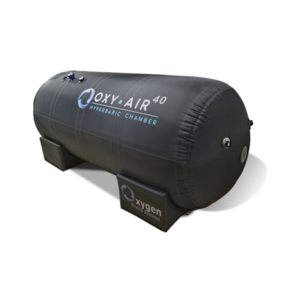 40-inch soft shell hyperbaric oxygen chamber, 1.4 ATA lie-down model, full exterior view