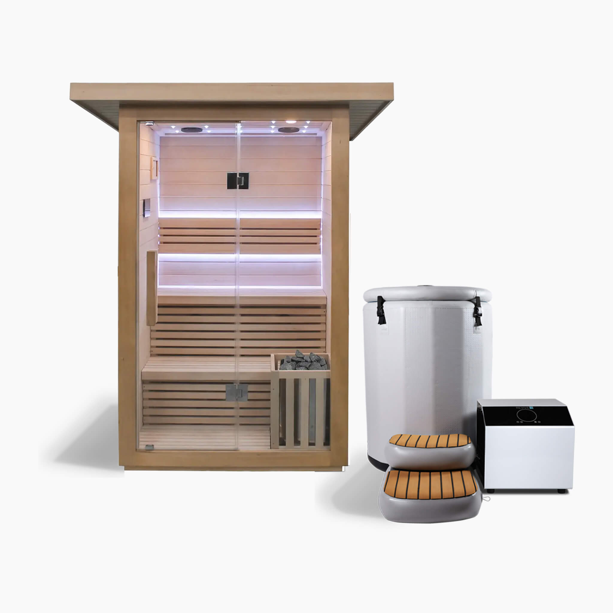 2 Person Traditional Sauna & Inflatable Barrel Plunge - The Recovery Outlet