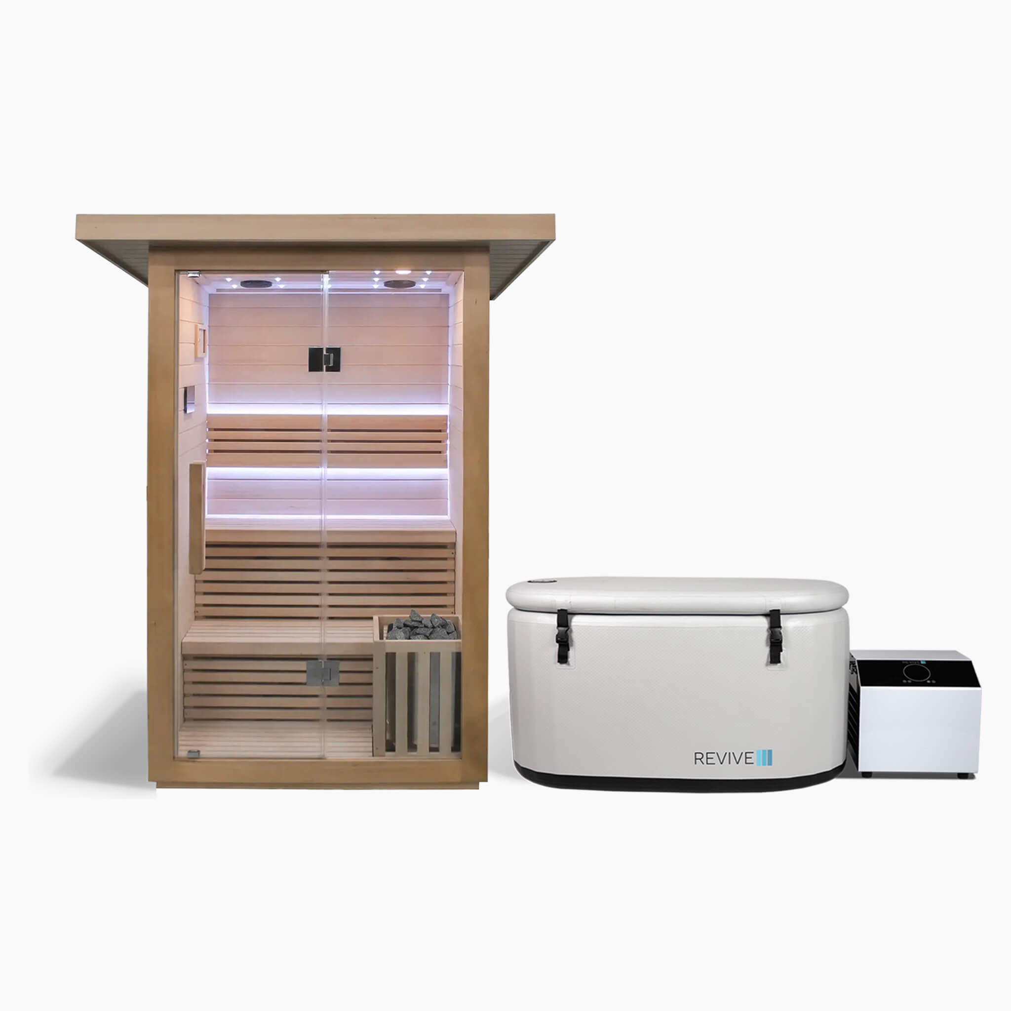 Revive 2 Person Sauna, Inflatable Barrel Plunge Bundle – The Recovery ...