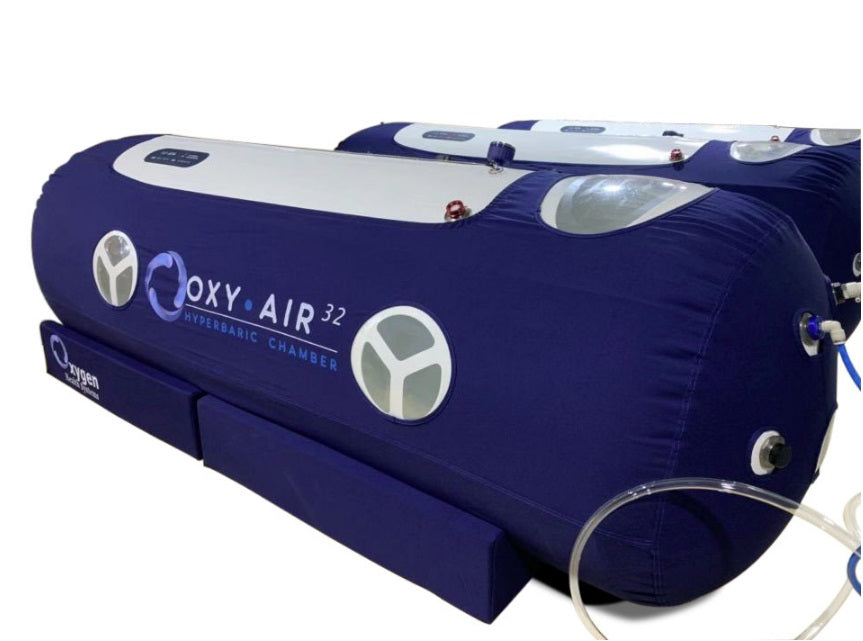32-inch single-person hyperbaric oxygen chamber detail view of the welded seams and window design