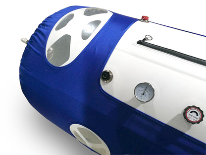 Close-up detail of a transparent viewport window on the 1.4 ATA hyperbaric chamber