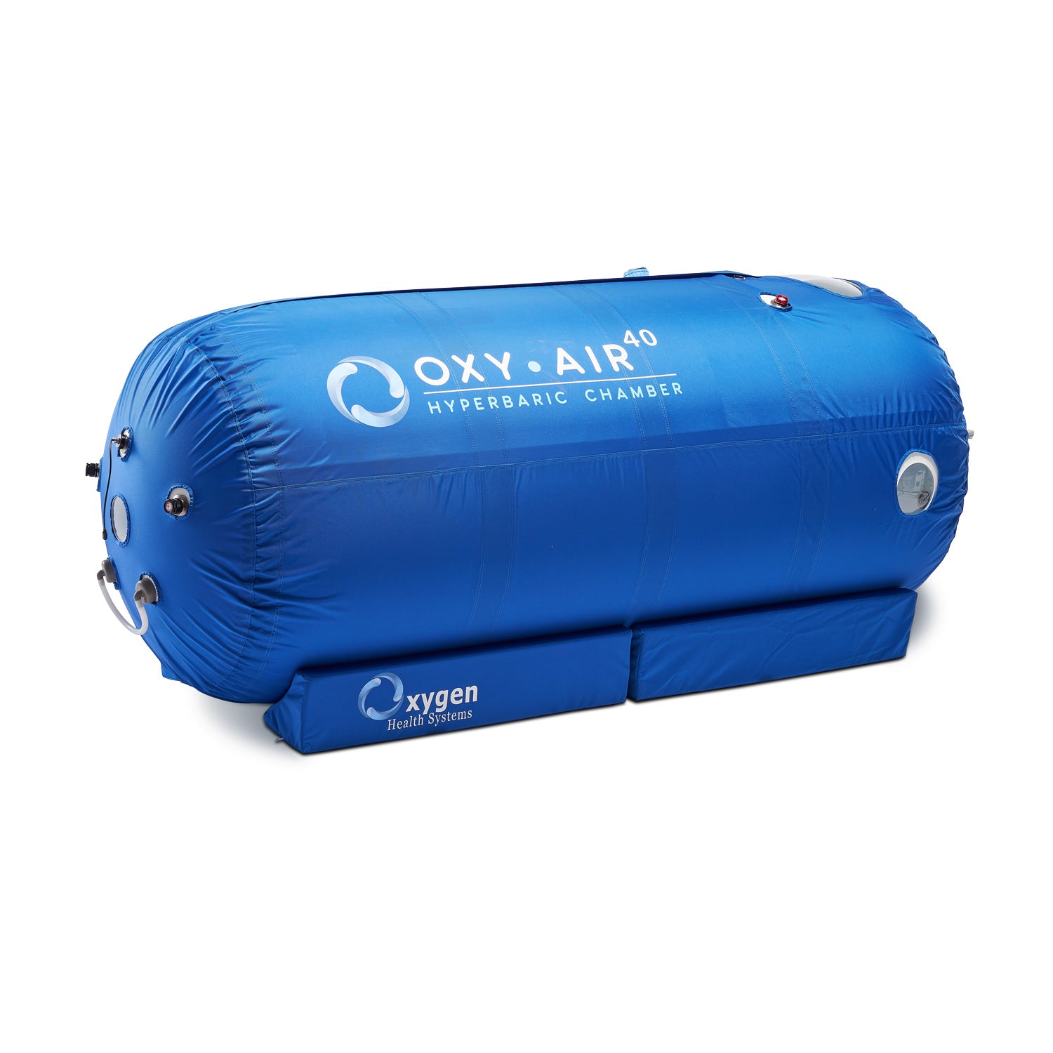 40-inch soft shell hyperbaric chamber, left side view showing viewing windows