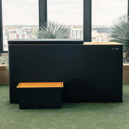 Luxury Plunge cold therapy tub with built-in ice maker and sleek black design