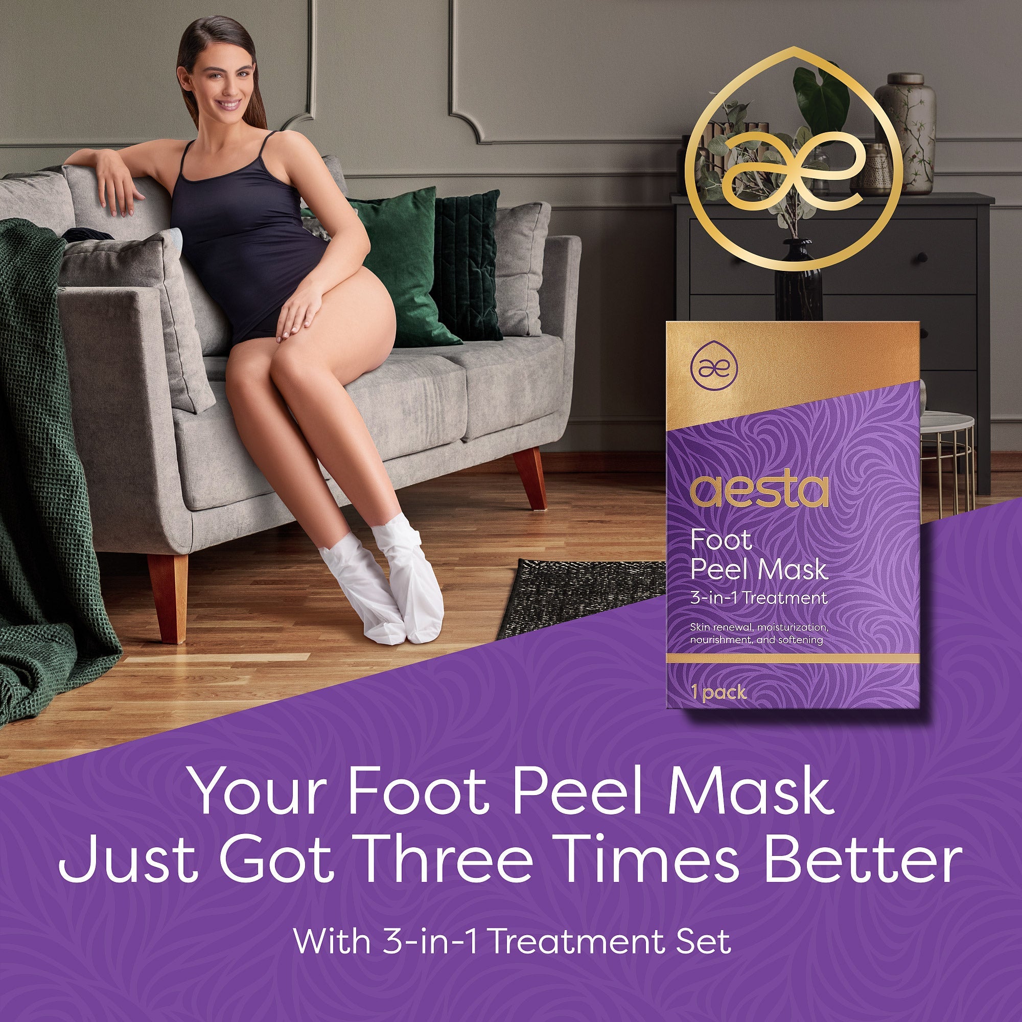 Aesta Foot Peel Mask, 3 - in - 1 - The Recovery Outlet