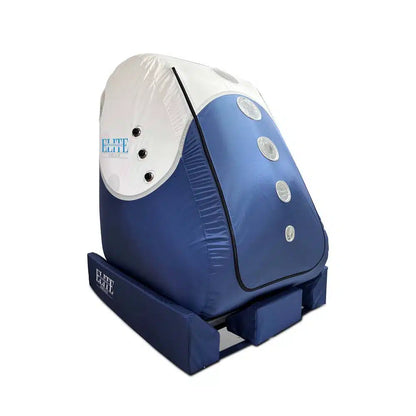 Borealis vertical sitting-type 1.4 ATA soft-shell hyperbaric oxygen chamber, full exterior view