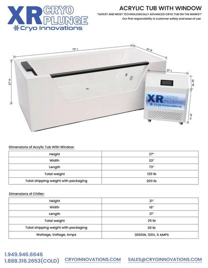 Cryo Innovations XR Cryo Pluge Acrylic Tub With Window