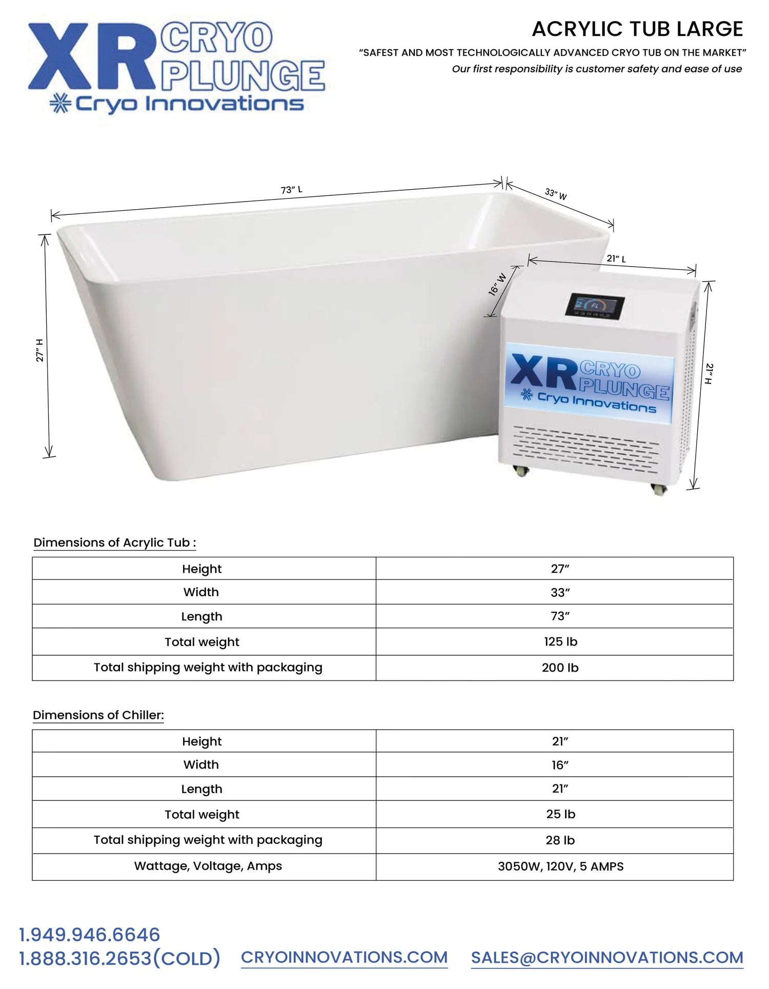 Cryo Innovations XR Cryo Plunge Acrylic Tub