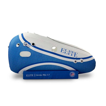 Elite Serene Max 1.5 ATA sitting soft-shell hyperbaric oxygen chamber, full exterior view