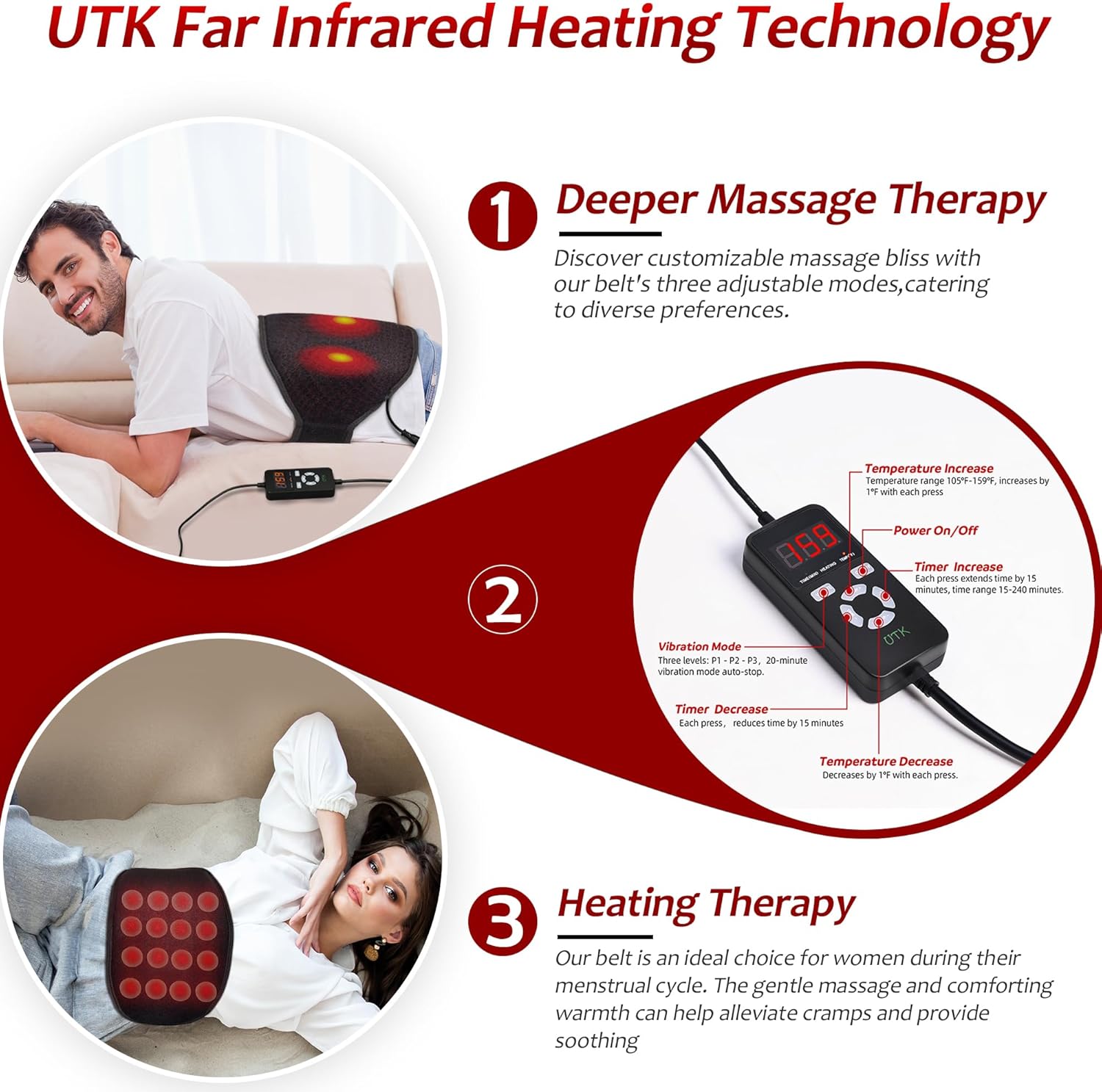 Wearable Far Infrared Heating Pad for Back Discomfort relief  Relief