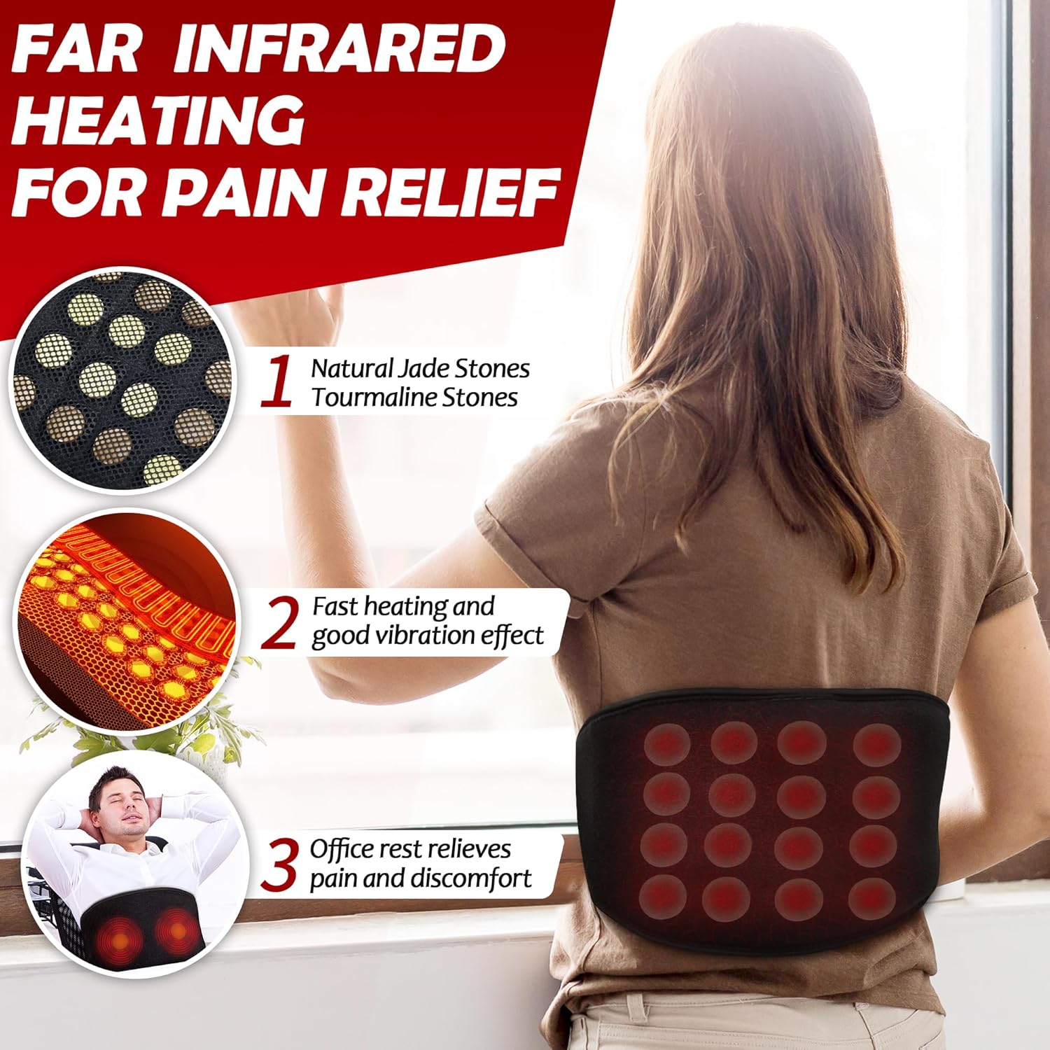 Wearable Far Infrared Heating Pad for Back Discomfort relief  Relief
