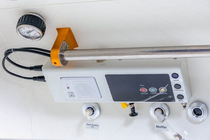 Hard shell single-person hyperbaric oxygen chamber, angled product view
