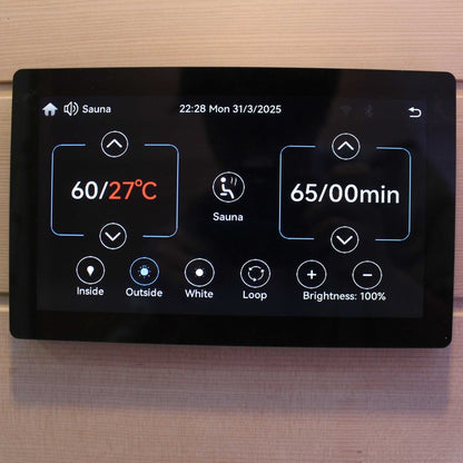 WiFi remote control panel for traditional sauna temperature and time settings