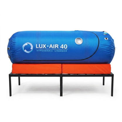 40-inch lie-down 1.4 ATA hyperbaric oxygen soft chamber, full system view