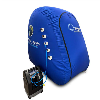 Hyperbaric oxygen chamber system with oxygen concentrator and air compressor components