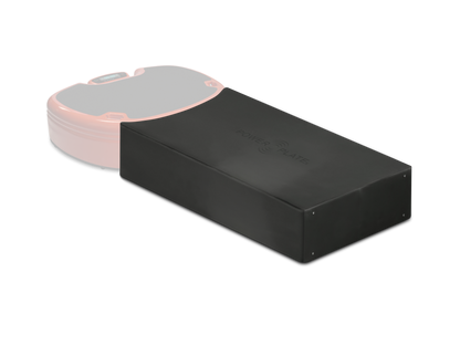 Power Plate Deluxe Support Cushion with textured black upholstery and embossed logo for massage and recovery