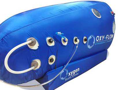 Front view of the sitting hyperbaric chamber zipper and entry panel