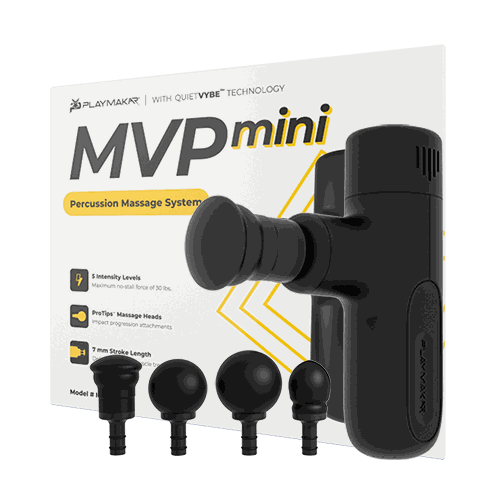 MVPmini Percussion Massage System with five massage heads and portable design