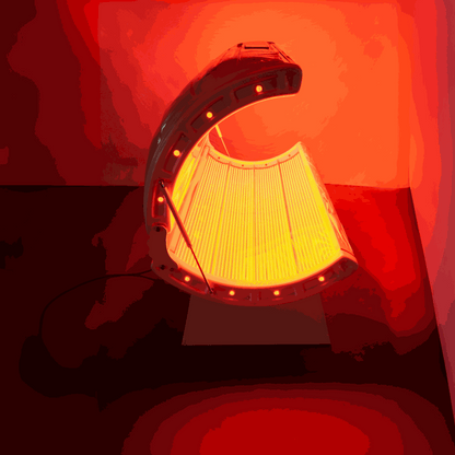 Modern Airvida Aura red light recovery system bed glowing with LED lights for home and commercial use