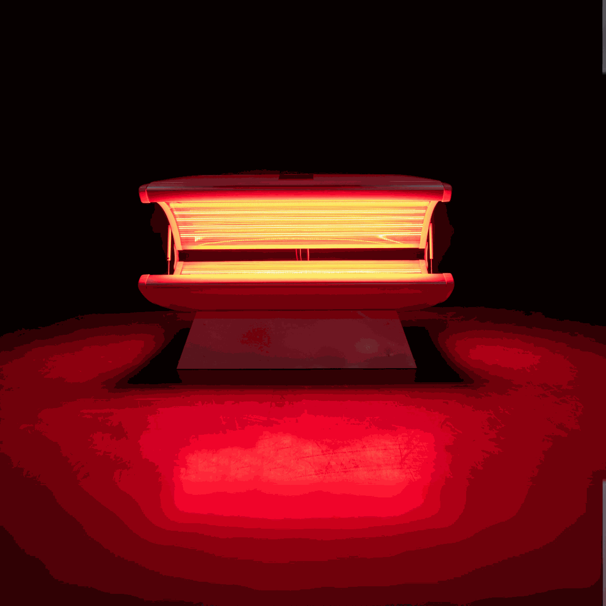 Red Light Recovery system Bed with Biotech tunnel design, 30,000+ LEDs, cooling fans, Bluetooth speakers, and LCD control for home and commercial use