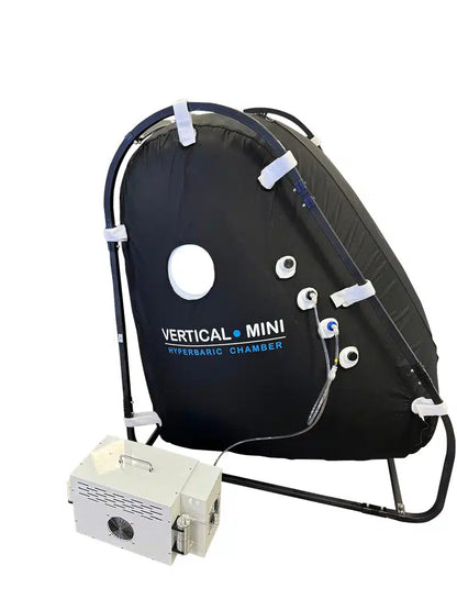 Vertical sitting hyperbaric chamber detail showing transparent viewport windows
