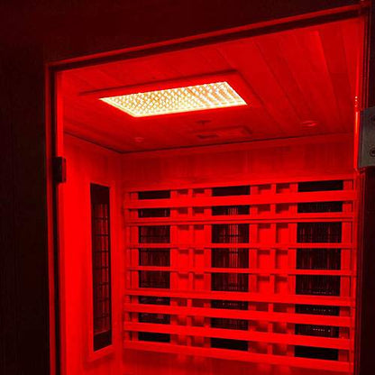 Finnmark FD-4 Trinity infrared and steam sauna combo with red light therapy and traditional Finnish sauna features