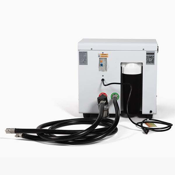Core .8hp Chiller unit with dual temperature settings, advanced filtration, ozone sanitation, Wi-Fi control, and quick-connect hoses.