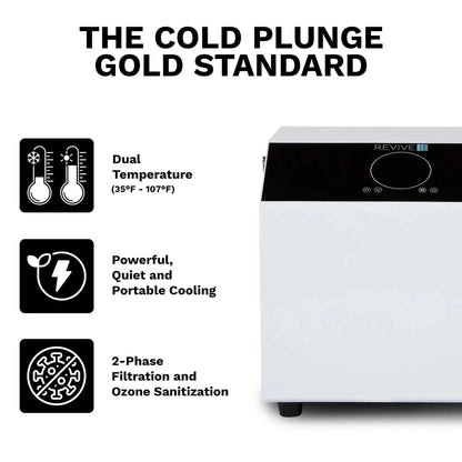 Inflatable plunge chiller with dual temperature control, 2-phase filtration, and ozone sanitation system
